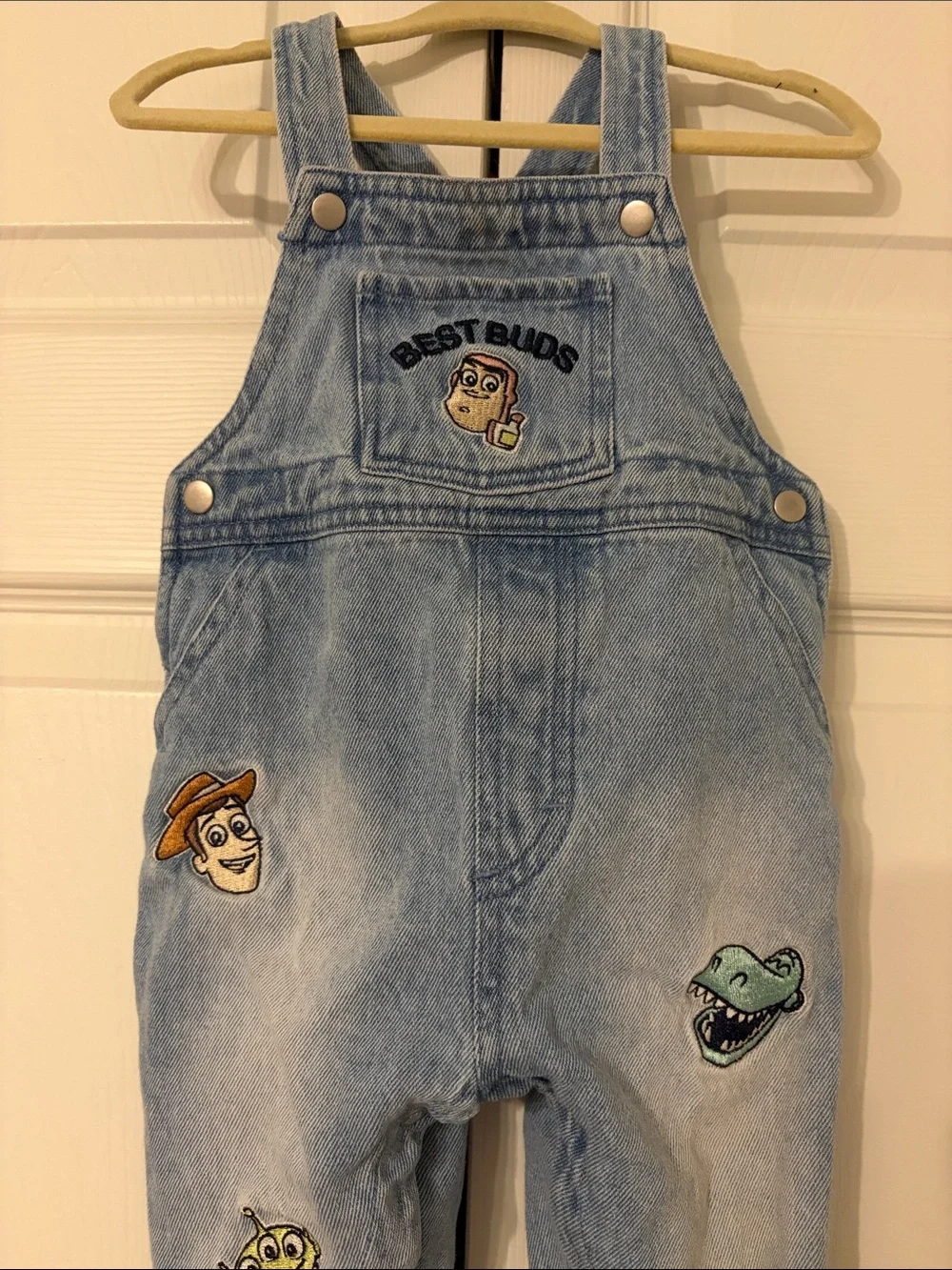 Disney Toy Story Overalls With Embroidered Patches Buzz,Woody,Dinosaur,Alien 3-6